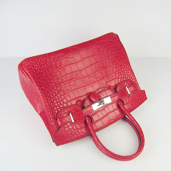 Replica aHermes Birkin 30CM Crocodile Veins Bag Red 6088 On Sale